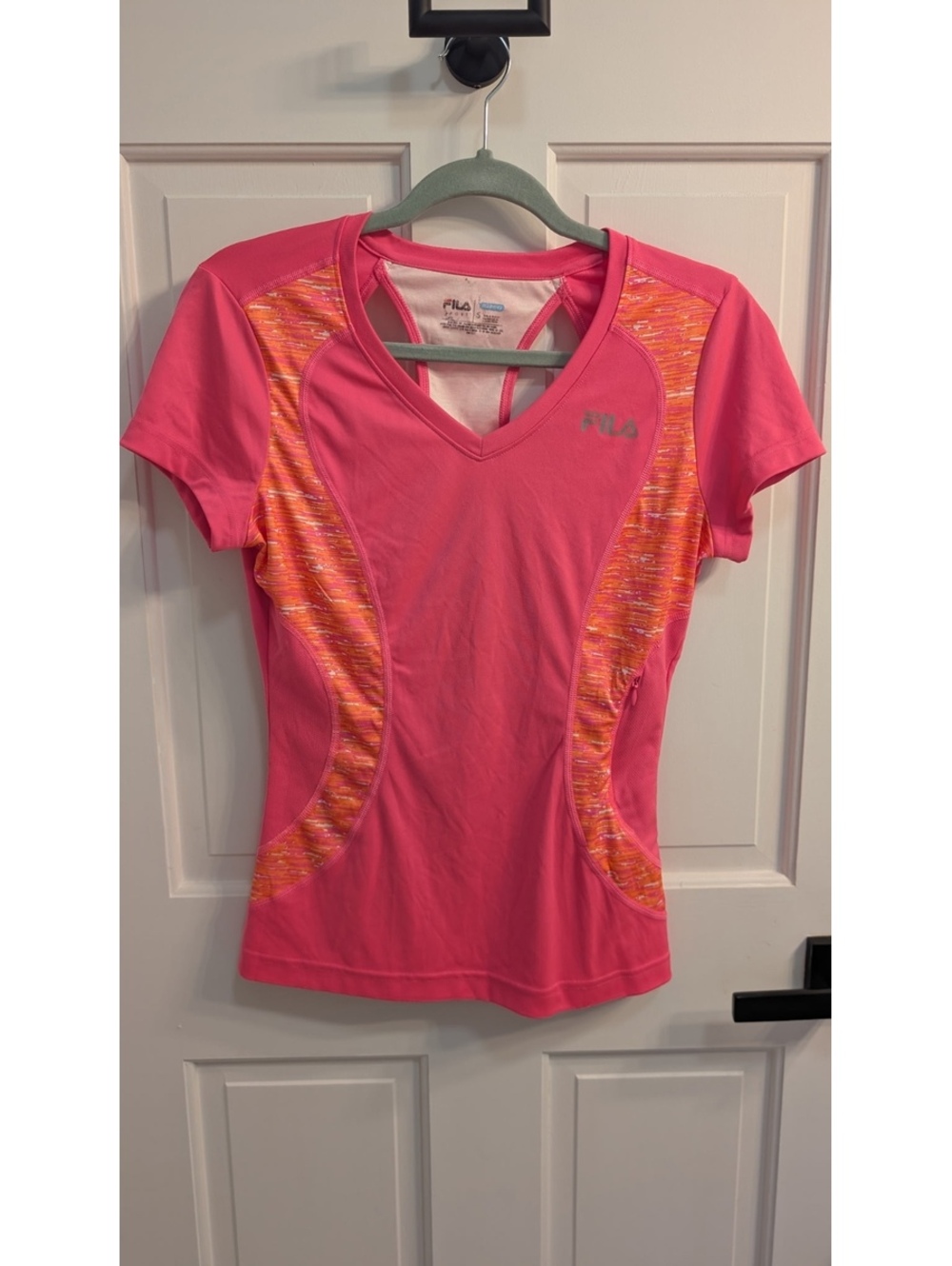 FILA Sport Women's Running T-Shirt Pink with Orange Accents Size Small